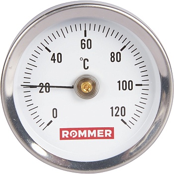 Термометр биметаллический ROMMER 63 мм 120°С накладной с пружинкой